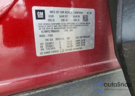 2021 Chevrolet Trailblazer Lt from USA, damaged, VIN KL79MPSL7MB004324